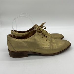 Madewell The Frances Oxford Shoes Metallic Gold Leather Womens Size 8